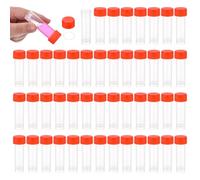 PATIKIL Contenitore a Viale Criogenico in Plastica da 5mL, 48 Pezzi Tubo di Prova Congelato Graduato Contenitore a Viale con Coperchio a Vite per Laboratorio di Scienze, Rosso Trasparente