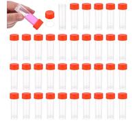PATIKIL Contenitore per provette criogeniche in plastica da 5 ml, 36 pezzi di provette congelate a tubo di prova graduato con tappo a vite per laboratorio di scienze, rosso trasparente