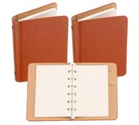 PATIKIL Copertina per Raccoglitore ad Ring 6, 2pz A7 Quaderno Pelle Mini Raccoglitore Ricaricabile Fogli Mobili Agenda Personale con 100 Fogli di Carta, Arancione