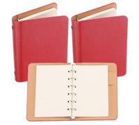 PATIKIL Copertina per Raccoglitore ad Ring 6, 2pz A7 Quaderno Pelle Mini Raccoglitore Ricaricabile Fogli Mobili Agenda Personale con 100 Fogli di Carta, Rosso