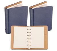 PATIKIL Copertina per Raccoglitore ad Ring 6, 2pz A7 Quaderno Pelle Mini Raccoglitore Ricaricabile Fogli Mobili Agenda Personale con 100 Fogli di Carta, Blu