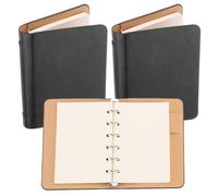 PATIKIL Copertina per Raccoglitore ad Ring 6, 2pz A7 Quaderno Pelle Mini Raccoglitore Ricaricabile Fogli Mobili Agenda Personale con 100 Fogli di Carta, Nero