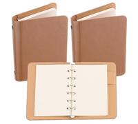 PATIKIL Copertina per Raccoglitore ad Ring 6, 2pz A7 Raccoglitore per Notebook in Pelle Mini Rilegabile a Fogli Mobili con 100 Fogli Carta, Marrone