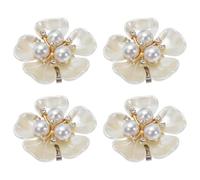 PATIKIL Copri Bottoni 4 Pezzi Lega Bianco Perline Fiore | Cufflinks Staccabili, Gioiello con Strass, per Donna Uomo, Decorazioni Festive, Accessori Abbigliamento