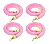 PATIKIL Corda di Staccionata in Velluto Rosa da 4 Piedi,4pz Corde per Il Controllo Della Folla con Ganci a Scatto per Pali e Supporti, Divisore di Code per Hotel, Teatro, Dorato