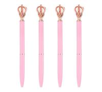 PATIKIL Crown Ballpoint Pen 4Pcs Sparkling Bling Metal Pen With Crown Top Elegant 1.0mm Black Ink Ballpoint Refillable For Office Business Wedding Party Birthday Gift Matte Pink/Rose Gold