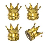 PATIKIL Crown Tire Valve Stem Caps, 4 Pcs Cappucci Valvola Pneumatico Auto Cappucci Aria Pneumatico Con Anello O Gomma Universali Per Bicicletta SUV Auto, Oro