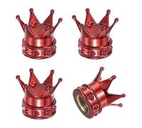 PATIKIL Crown Tire Valve Stem Caps, 4 Pcs Caps Per Valvola Pneumatici Veicolo Auto Copri Valvola Pneumatici Con Anello Di Gomma O Universale Per Bicicletta SUV Auto, Rosso