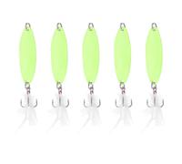 PATIKIL Cucchiai da pesca da 14 g, 5 pezzi, esche da pesca che si illuminano al buio con ami tripli, esche spinner per salmone d'acqua dolce e salata, colore bianco