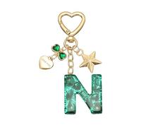 PATIKIL Cute Initial Letter Portachiavi, Letter N Portachiavi Donna Bling Amore Farfalla Stella Portachiavi per Borsa Zaino Borsetta Chiavi Auto Tazza Accessori, Verde