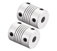 PATIKIL Da 8mm a 8mm L25xP19 Alluminio Lega Albero giunto Flessibile Attacco Motore Connettore Giunto per Fai da Te Argento Tono,2pz