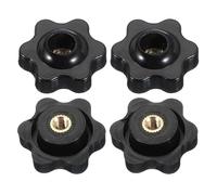 PATIKIL Dado A Filettatura Femmina M4 X 25mm A Foro Passante 4 Pcs Dado A Stella In Ottone E Plastica Con Filettatura Femmina Manopole Di Serraggio Manopole Filettate Nero