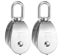 PATIKIL Doppia Carrucola, 2pz M50 Acciaio Inossidabile 304 Carrucola Sollevamento Gancio Girevole per Costruzione Magazzino Industriale Marino Uso Domestico, Argento