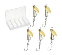 PATIKIL Esche Da Pesca A Spinner 1/4 Oz, 5 Pezzi Esche Per Trota Con Amo Singolo Esche A Goccia Spinner Inline Con Scatole Per Pesca In Acqua Dolce E Salata, Tonalità Argento