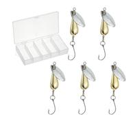PATIKIL Esche Da Pesca A Spinner 1/4 Oz, 5 Pezzi Esche Single Hook A Forma Di Lacrima Per Trota, Spinner Inline Con Scatole Per Attrezzatura Da Pesca In Acqua Dolce E Salata, Colore Oro