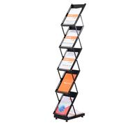 PATIKIL Espositori Pieghevoli per Riviste a 5 Livelli Supporto per Brochure Cataloghi con Ruote per Hotel, Esposizioni, Fiere, Ufficio