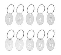 PATIKIL Etichetta Chiave Numerata, 30mm Acciaio Inox 1-10 Etichette Chiave Id Numerate Portachiavi Etichette Numerate Forate con Anelli Etichette Chiave Identificatori per Chiavi Casa