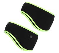 PATIKIL Fascia Riscalda Orecchie, 2 Pezzi Fascia In Pile Polare Riscalda Orecchie Invernale Elastica Fascia Sudore Running Essenziale Per Jogging Camminata, Nero Con Verde Fluorescente