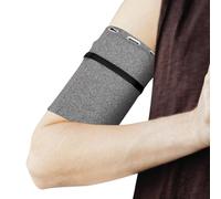 PATIKIL Fascia Universale Per Braccio 7.09"x4.75", Fascia Per Cellulare Con Tasca Con Cerniera Per Chiavi Auricolari Carte Di Credito Sport Palestra Allenamento Esercizio (L, Grigio)