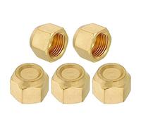 PATIKIL Femmina 5/8" Ottone Guarnizione Tappo, 5pz SAE Svasato Tubo Raccordo 45 Gradi Esagonale Tubo Raccordi per Aria Condizionatore Refrigerazione