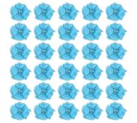 PATIKIL Fiori Chiffon 6cm, 30Pz Piccoli Fiori a Nastro Strass Perle Stoffa Mini Seta Cucire Applique Artificiali Abbellimenti Matrimonio DIY Artigianato per Capelli Decorazioni, Blu Lago