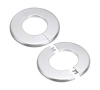 PATIKIL Flangia Divisa a Parete 2.52" (64mm), 2Pz ABS Rotonda Autoadesiva Piastra Protezione Fibbia Copertura Tubo dell'Acqua per Cucina Bagno Braccio Tubo Rubinetto Decorazione, Argento