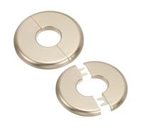PATIKIL Flangia Divisa a Parete, 28mm Copriforo con Piastra Autoadesiva Rotonda in ABS Copri Tubi Termosifoni Copertura per Decorazione Rubinetto Tubo Acqua Bagno Cucina, 2 Pezzi, Oro