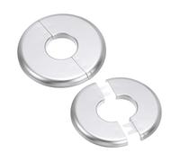 PATIKIL Flangia Divisa a Parete, 28mm Copriforo con Piastra Autoadesiva Rotonda in ABS Copri Tubi Termosifoni Copertura per Decorazione Rubinetto Tubo Acqua Bagno Cucina, 2 Pezzi, Argento