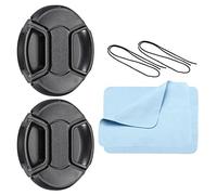 PATIKIL Fotocamera Obiettivo Cappuccio, 2pz Centro Spillo Front Obiettivo Copertura con Cappuccio Corda/Microfibra Pulizia Panno per 67mm Filettatura Universale DSLR Obiettivi