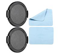 PATIKIL Fotocamera Obiettivo Cappuccio, 2pz Lati Spillo Fronte Obiettivo Coperchio con Microfibra Pulizia Panno per 55mm Filo Universale Obiettivi DSLR