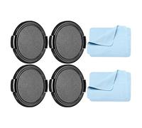 PATIKIL Fotocamera Obiettivo Cappuccio, 4pz Lati Spillo Frontale Obiettivo Coperchio con Microfibra Pulizia Panno per 55mm Filo Universale Obiettivi DSLR