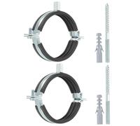 PATIKIL Gancio per tubi ad anello diviso da 83 a 93 mm, 2 pezzi, staffa per tubo regolabile resistente in ferro zincato, supporto per tubo da parete a soffitto con viti e tubo di espansione, nero