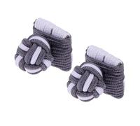 PATIKIL Gemelli A Nodo Di Seta, Forma Quadrata Tessuto Elastico Gemelli Da Camicia Nodo Intrecciato Accessori Eleganti Gemelli Uomo Donna Regalo Aziendale Matrimonio, Grigio-Bianco