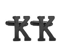 PATIKIL Gemelli Da Polso Iniziali, Lettera Classica Dell'Alfabeto K Gemelli Da Polso Uomo 26 Lettere Da A A Z Con Scatola Regalo Per Uomo Padre Marito Matrimonio Regalo Festa, Nero