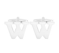 PATIKIL Gemelli Da Polso Personalizzati Con Lettera Iniziale W In Rame Classici Alfabeto Lettere Da A A Z Con Scatola Per Uomo Padre Marito Regalo Matrimonio Completo, Tonalità Argento