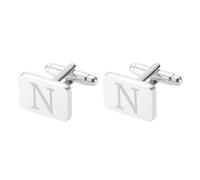PATIKIL Gemelli Da Uomo, Gemelli Con Lettera Iniziale N Stile Classico In Rame Quadrato Con Scatola 26 Lettere Da A-Z Per Padre Marito Matrimonio Regalo Business, Colore Argento