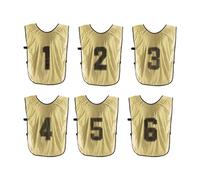 PATIKIL Gilet Di Allenamento Per Calcio, 6 Pezzi Maglie Numerate Reversibili Per Allenamento Di Squadra Con Cintura Per Minori, 21 Pollici Oro