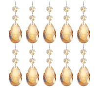 PATIKIL Gocce Cristallo a Forma Lacrima per Lampadari, 10Pz 85mm Lunghezza 38mm Pendenti per Lampadari Parti Prismi Ornamenti Pendenti per Arti e Mestieri Fai da Te, Oro Champagne