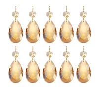 PATIKIL Gocce di Cristallo a Forma di Lacrima Lampadari, 10pz Lunghezza 60mm 38mm Lampadario Prismi Parti Ornamenti Perline Appese per Decorazione Artigianato Artistico, Tono Oro Galvanico