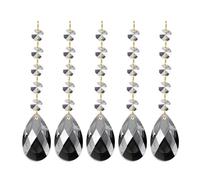 PATIKIL Gocce di Cristallo a Forma di Lacrima Lampadari, 5pz Lunghezza 135mm 38mm Lampadario Prismi Parti Ornamenti Perline Appese per Decorazione Artigianato Artistico, Grigio Galvanico