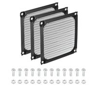 PATIKIL Griglia Filtro Ventola per Computer da 92mm con Viti, 3 Pezzi Cornice in Alluminio con Rete in Acciaio Inossidabile Copertura Antipolvere per Computer, Ventilatore, Nero