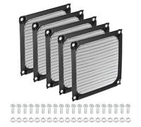 PATIKIL Griglia Filtro Ventola per Computer da 92mm con Viti, 5 Pezzi Griglie in Alluminio con Rete in Acciaio Inossidabile Copertura Antipolvere per Computer, Ventilatore, Nero