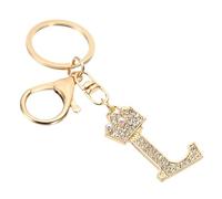 PATIKIL Initial Portachiavi con Letteraa Iniziale, Lettera L Ciondolo Design Crown con Diamanti di Cristallo Ciondoli Decorativi Alfabeto per Borsa Zaino Fai Da Te, Tono Oro