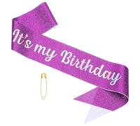 PATIKIL It's My Birthday Sash, Glitters Fantasy Birthday Sash con Spilla di Sicurezza per Donne Madre Party Decorazione Kit Accessori, Purple Fantasy