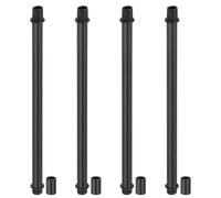 PATIKIL Kit Asta Lampada a Tubo Dritto, 4 Set M10 Acciaio al Carbonio 200mm Lunghezza Asta Filettata a Doppia Estremità con Dado Accoppiamento Manicotto Connettore per Lampade Tavolo, Nero