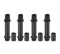 PATIKIL Kit Asta Lampada a Tubo Dritto, 4 Set M10 Acciaio al Carbonio 40mm Lunghezza Asta Filettata a Doppia Estremità con Dado Accoppiamento Manicotto Connettore per Lampade Tavolo, Nero