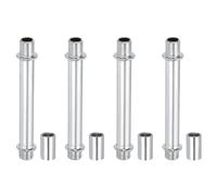 PATIKIL Kit Asta Lampada a Tubo Dritto 4 Set M10 Acciaio al Carbonio 80mm Lunghezza Asta Filettata a Doppia Estremità con Dado Accoppiamento Manicotto Connettore per Lampade Tavolo Argento