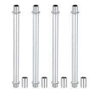 PATIKIL Kit Asta Lampada a Tubo Dritto 4Set M10 Acciaio al Carbonio 150mm Lunghezza Asta Filettata a Doppia Estremità con Dado Accoppiamento Manicotto Connettore per Lampade Tavolo Argento