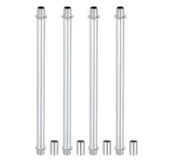PATIKIL Kit Asta Lampada a Tubo Dritto 4Set M10 Acciaio al Carbonio 200mm Lunghezza Asta Filettata a Doppia Estremità con Dado Accoppiamento Manicotto Connettore per Lampade Tavolo Argento