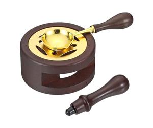 PATIKIL Kit per Sigillo di Cera, 1 Set Scaldacera Cucchiaio per Fusione Sigillo di Cera Timbro Maniglia Strumento Fornace Stufa a Fusione per Sciogliere Perle Sigillanti Ceralacca, Marrone